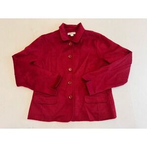Pendleton Merino Wool Blazer Jacket Size Medium Ruby RED Soft Petite Women